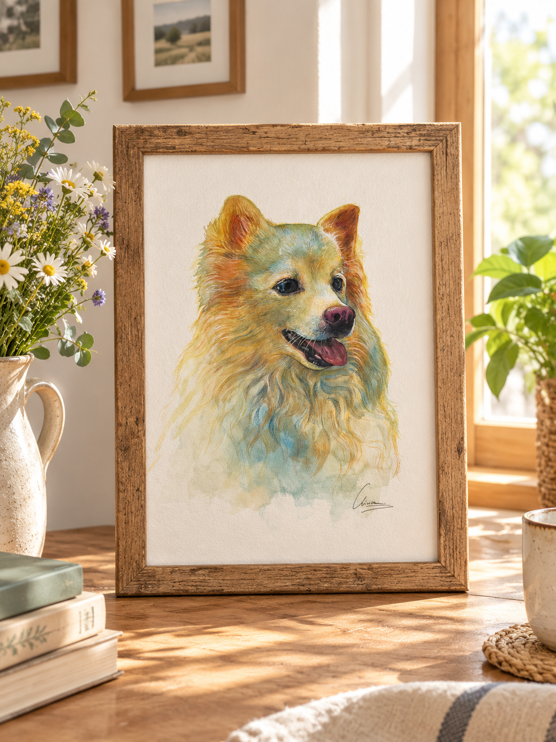 Retrato de mascota en acuarela, encargo personalizado